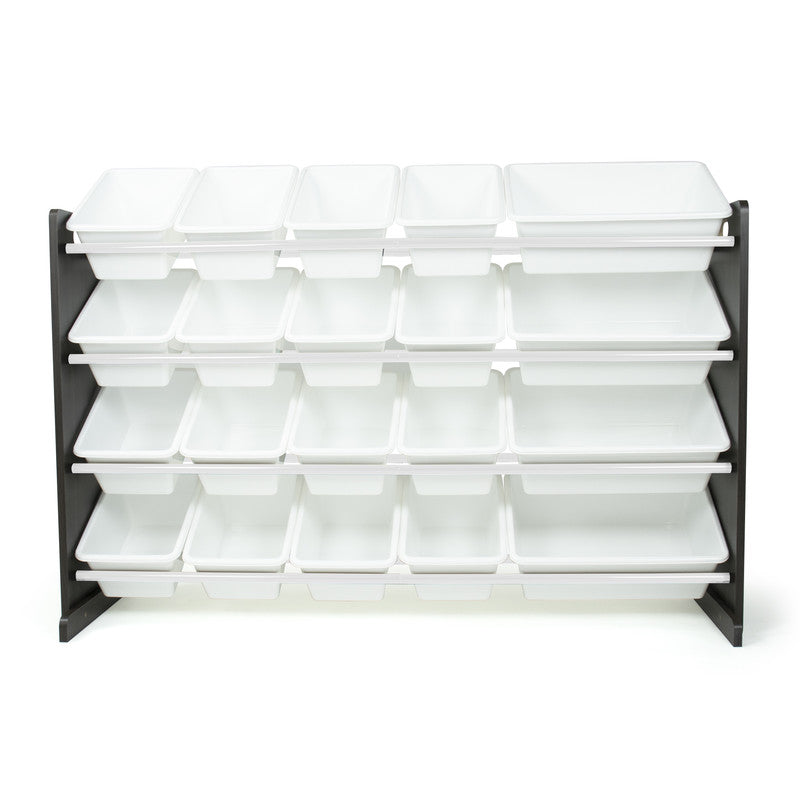 Children's Toy Organiser Shelf with 20 Storage Boxes, Espresso/White