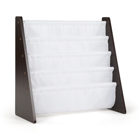 Children's Bookcase Storage Rack with 4 Tiers, Espresso/White