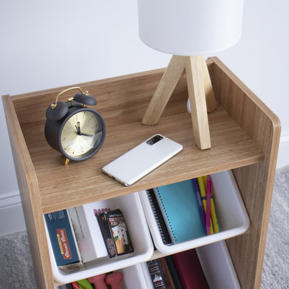 Toy Organiser Shelf with 4 Storage Boxes, Natural/White