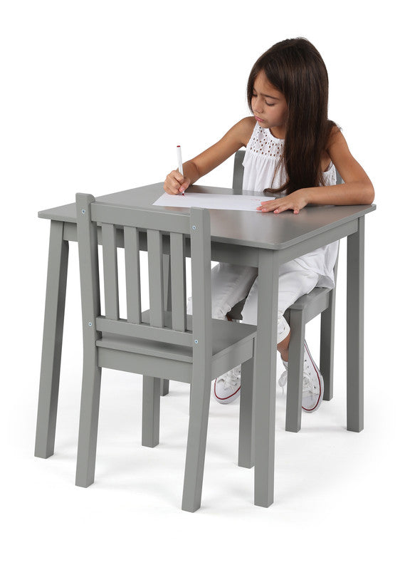 Children's Wooden Square Table and 2 Chairs Set, Grey