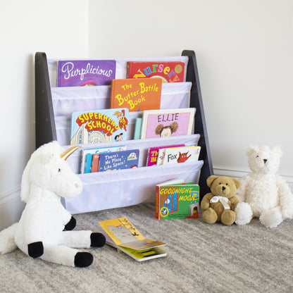 Children's Bookcase Storage Rack with 4 Tiers, Espresso/White