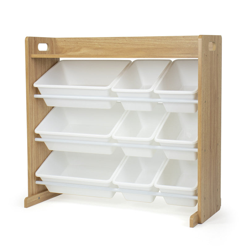 Children's Toy Organiser Shelf with 9 Storage Boxes, Natural/White