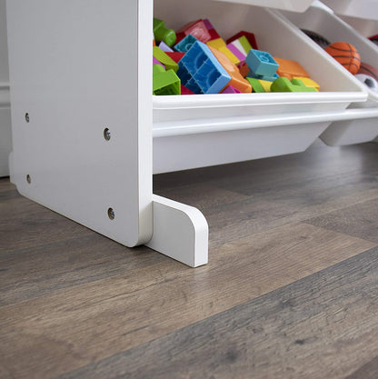 Children's Toy Organiser Shelf with 9 Storage Boxes, White/White