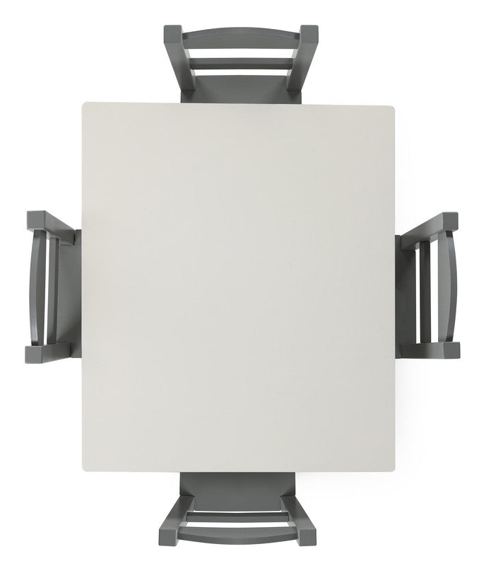 Children's Wooden Square Table and 4 Chairs Set, White/Grey