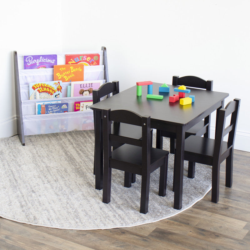 Children's Bookcase Storage Rack with 4 Tiers, Espresso/White