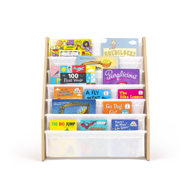 Children's Wooden Toy Organiser Shelf, 9 Fabric Bins, Natura/White