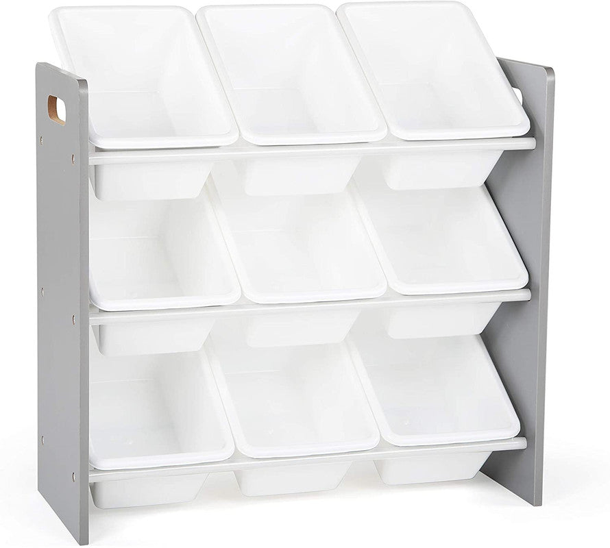 Children's Toy Organiser Shelf with 9 Storage Boxes, Grey/White