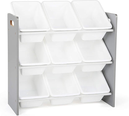 Children's Toy Organiser Shelf with 9 Storage Boxes, Grey/White