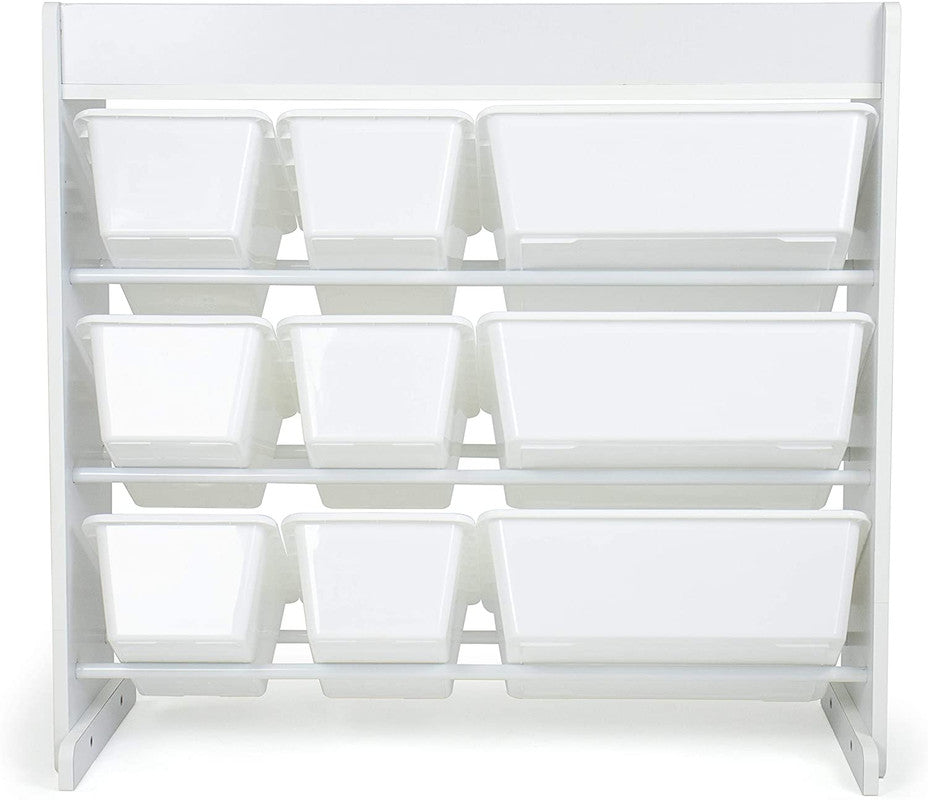 Children's Toy Organiser Shelf with 9 Storage Boxes, White/White