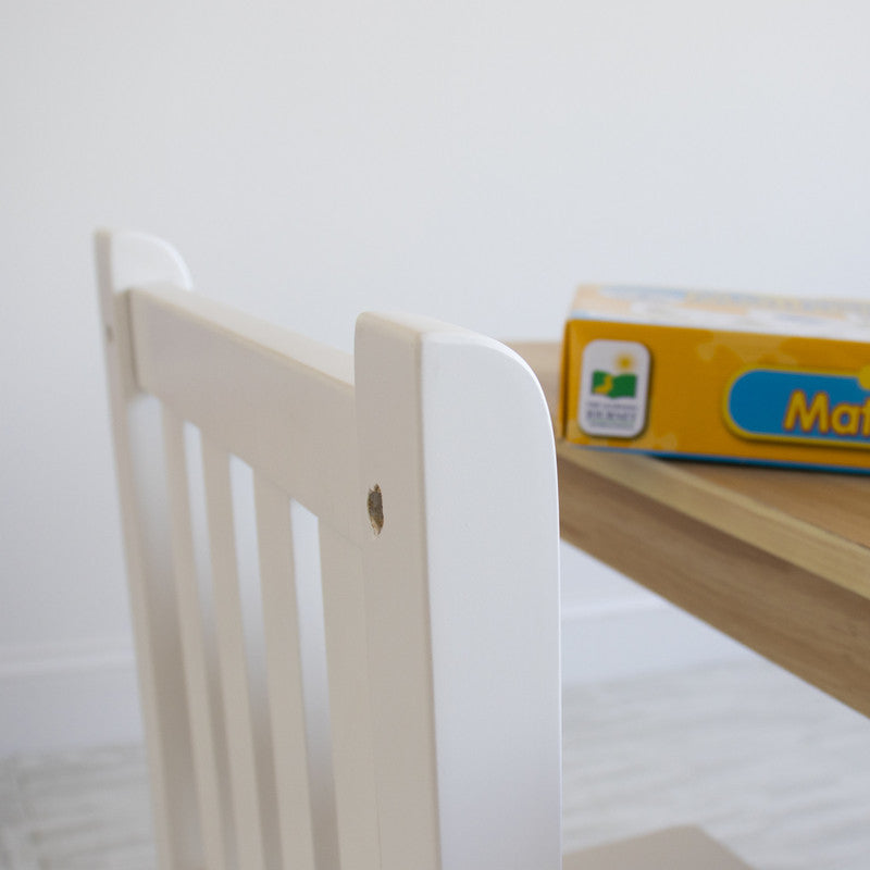 Children's Wooden Square Table and 2 Chairs Set, Natural/White