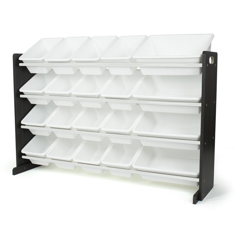 Children's Toy Organiser Shelf with 20 Storage Boxes, Espresso/White