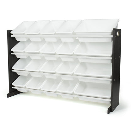 Children's Toy Organiser Shelf with 20 Storage Boxes, Espresso/White