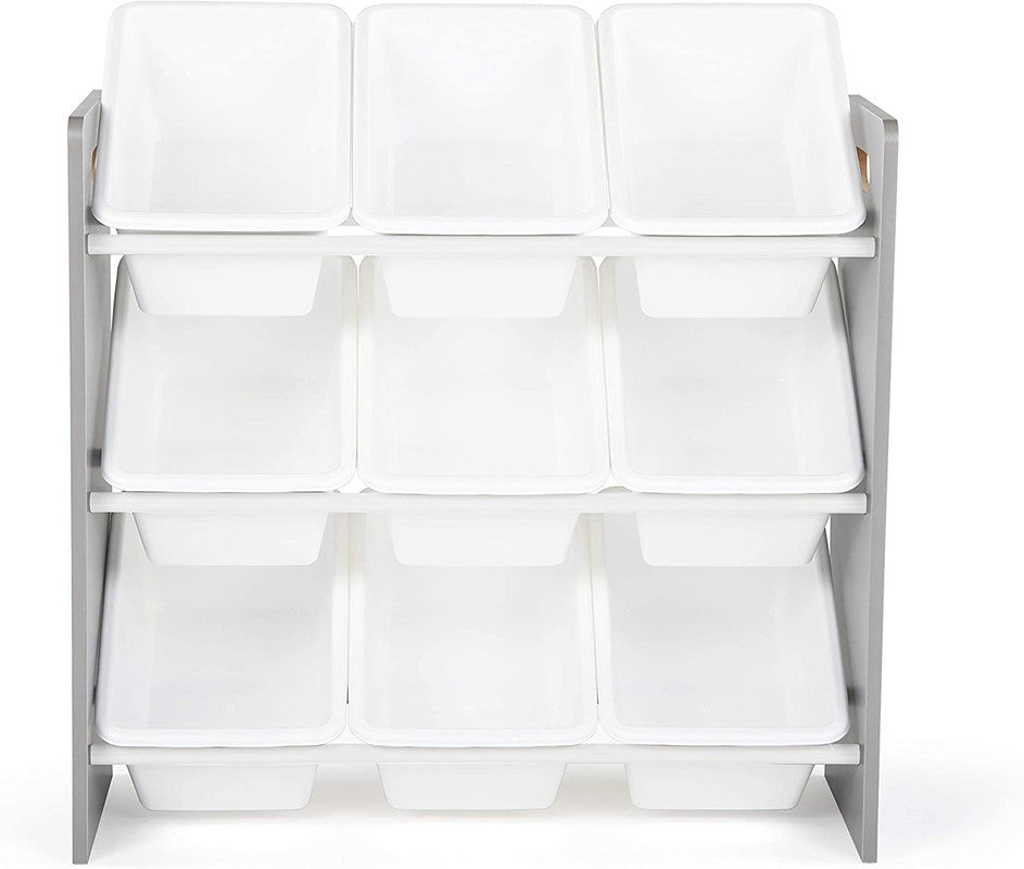 Children's Toy Organiser Shelf with 9 Storage Boxes, Grey/White