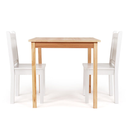 Children's Wooden Square Table and 2 Chairs Set, Natural/White