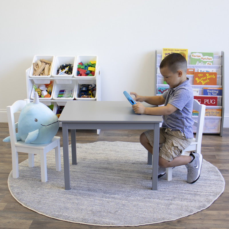 Children's Wooden Toy Organiser with 9 Storage Boxes, White