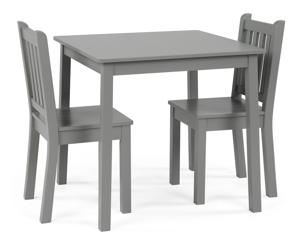 Children's Wooden Square Table and 2 Chairs Set, Grey