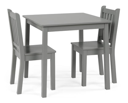 Children's Wooden Square Table and 2 Chairs Set, Grey