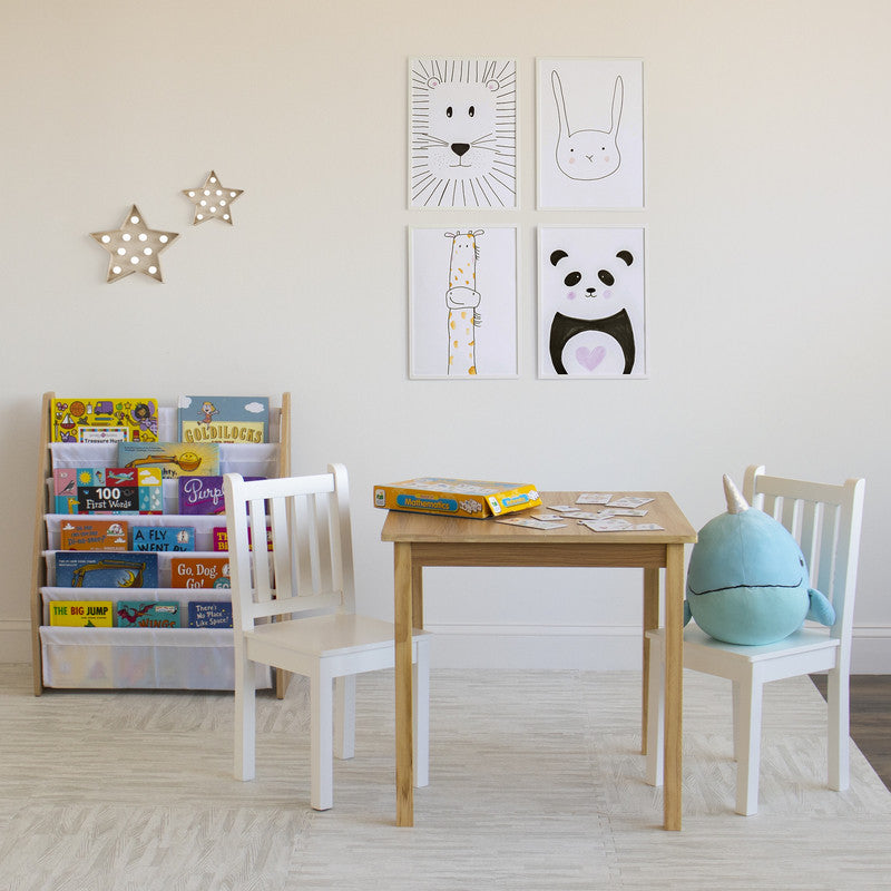 Children's Wooden Toy Organiser Shelf, 9 Fabric Bins, Natura/White