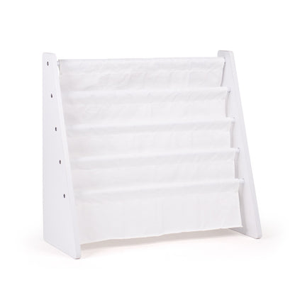 Children's Bookcase Storage Rack with 4 Tiers, White/White