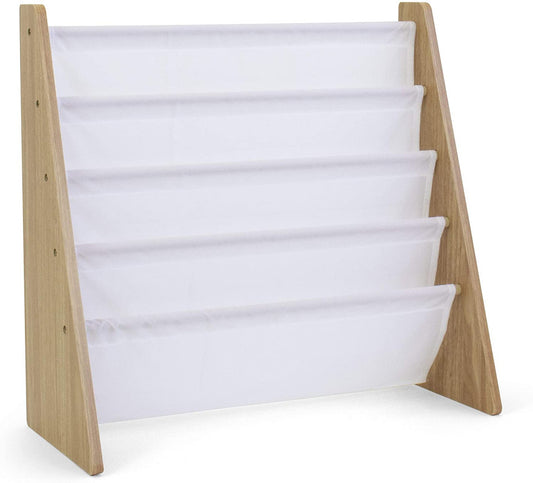 Children's Bookcase Storage Rack with 4 Tiers, Natural/White