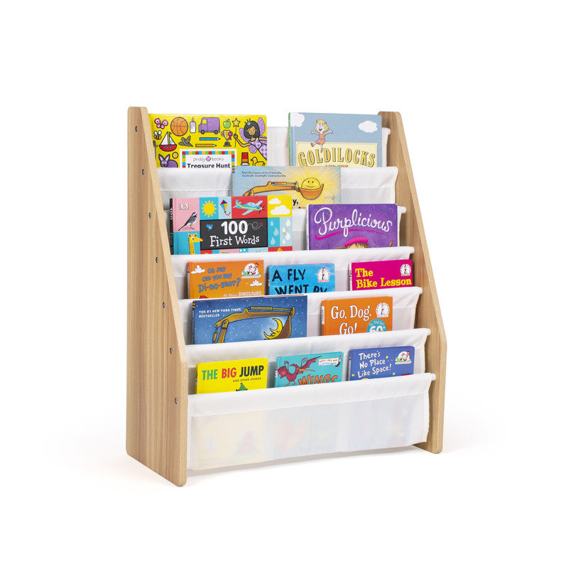 Children's Wooden Toy Organiser Shelf, 9 Fabric Bins, Natura/White