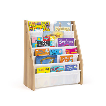 Children's Wooden Toy Organiser Shelf, 9 Fabric Bins, Natura/White