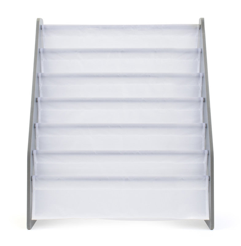 Children's Bookcase Storage Rack with 6 Tiers, Grey/White