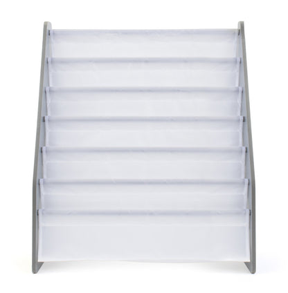 Children's Bookcase Storage Rack with 6 Tiers, Grey/White