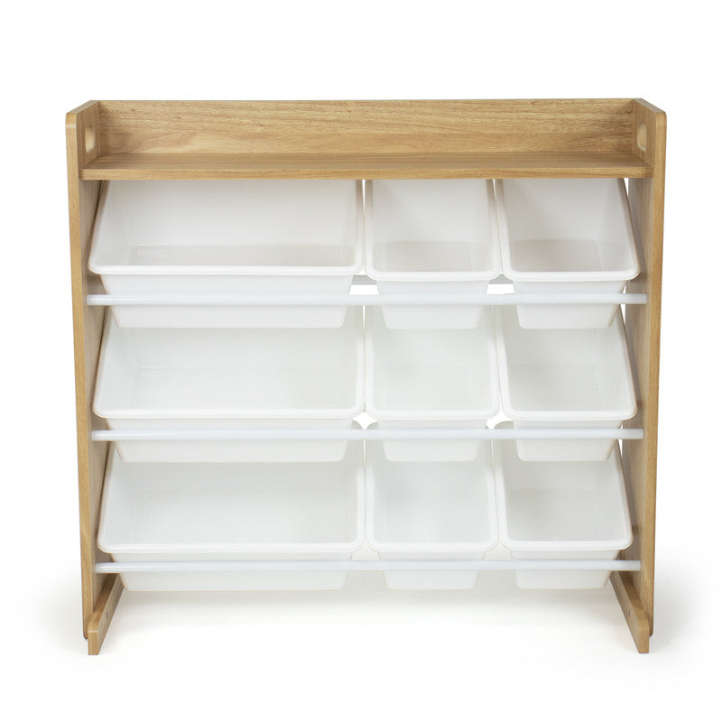 Children's Toy Organiser Shelf with 9 Storage Boxes, Natural/White