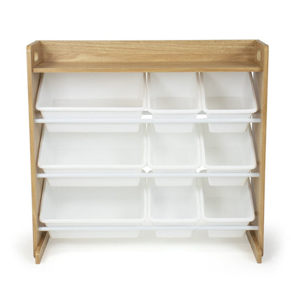 Children's Toy Organiser Shelf with 9 Storage Boxes, Natural/White