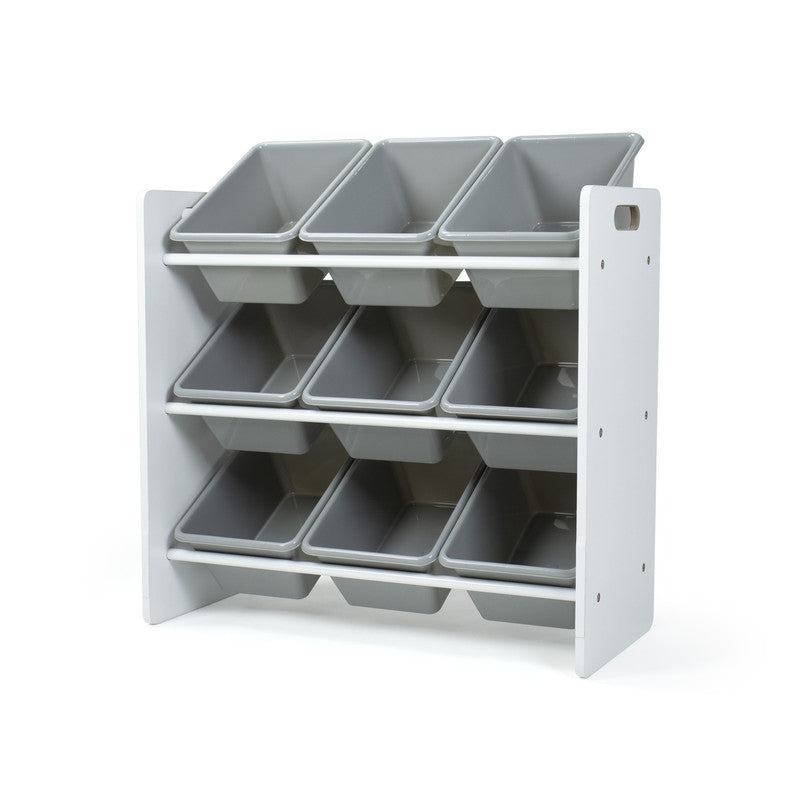 Children's Toy Organiser Shelf with 9 Storage Boxes, White/Grey