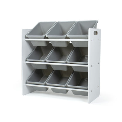 Children's Toy Organiser Shelf with 9 Storage Boxes, White/Grey