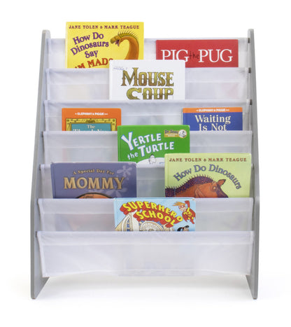 Children's Bookcase Storage Rack with 6 Tiers, Grey/White
