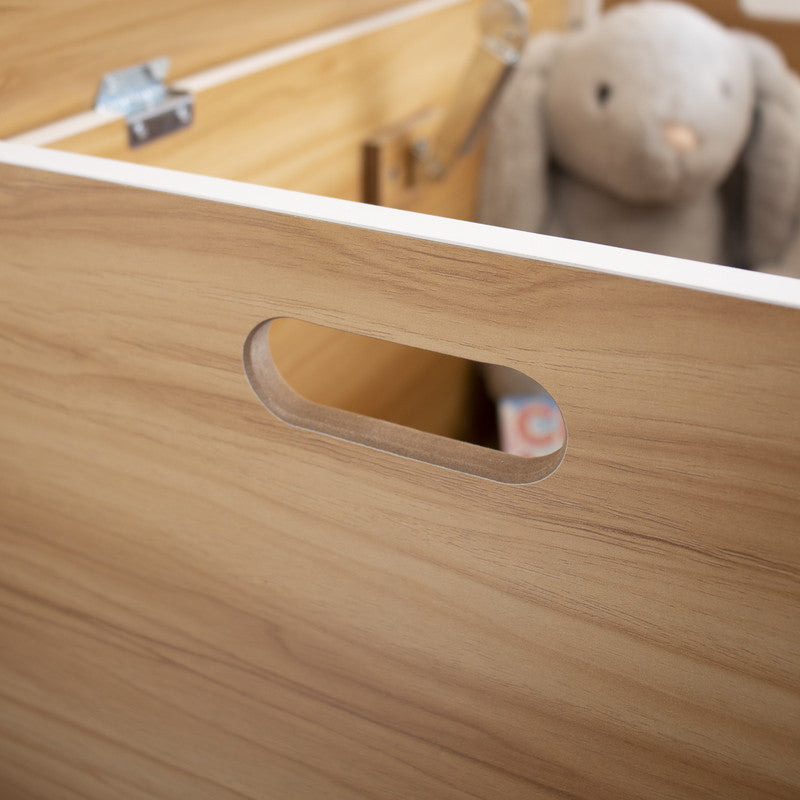 Hinged Toy Storage Chest with Lid, Natural Wood