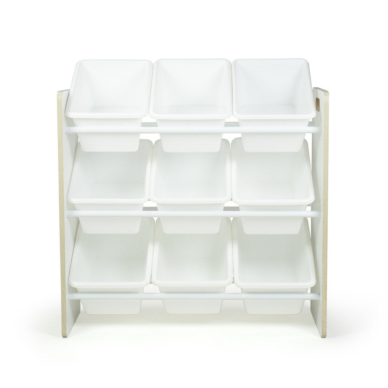 Children's Toy Organiser Shelf with 9 Storage Boxes, Sandwashed/White