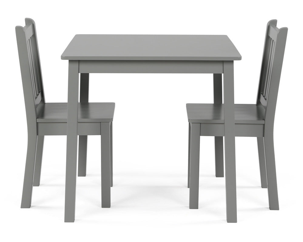 Children's Wooden Square Table and 2 Chairs Set, Grey