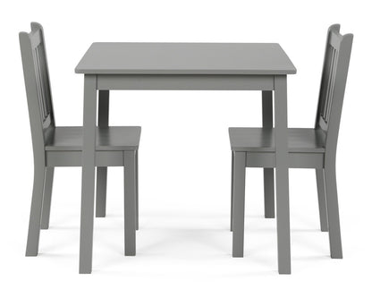 Children's Wooden Square Table and 2 Chairs Set, Grey