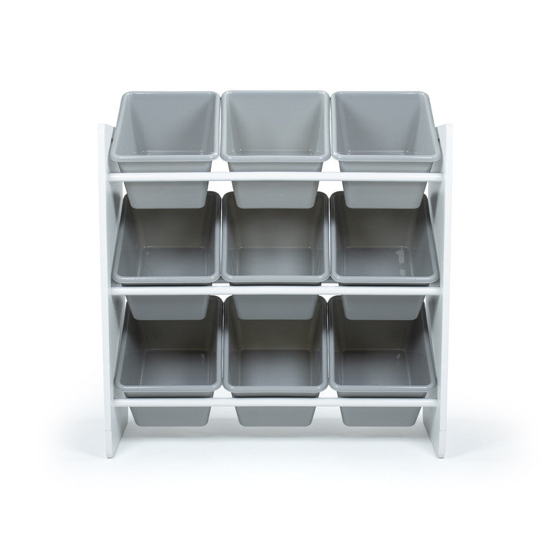 Children's Toy Organiser Shelf with 9 Storage Boxes, White/Grey