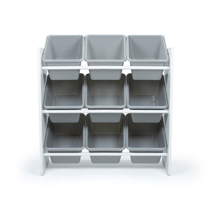 Children's Toy Organiser Shelf with 9 Storage Boxes, White/Grey