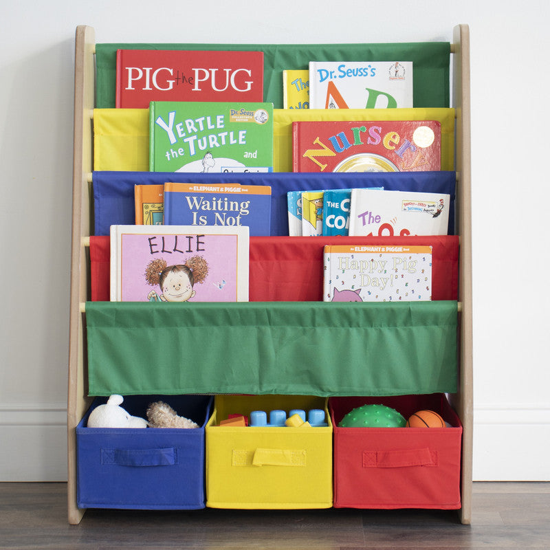 Children's Bookcase Storage Rack with 4 Tiers, Primary