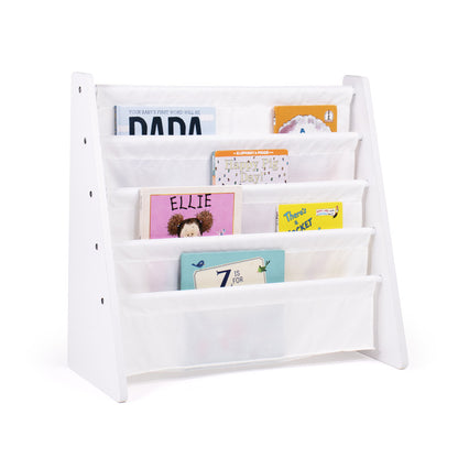 Children's Bookcase Storage Rack with 4 Tiers, White/White