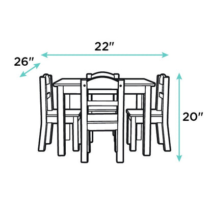 Children's Wooden Square Table and 4 Chairs Set, Natural Wood/Primary