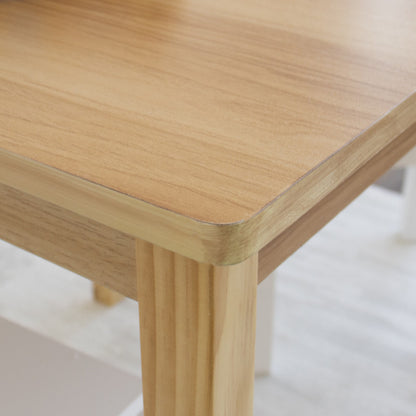 Children's Wooden Square Table and 2 Chairs Set, Natural/White