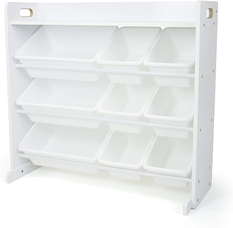 Children's Toy Organiser Shelf with 9 Storage Boxes, White/White