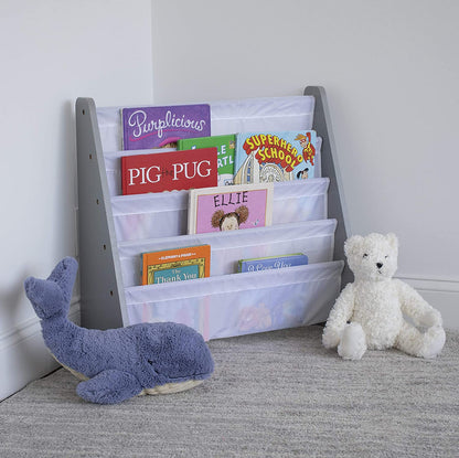 Children's Bookcase Storage Rack with 4 Tiers, Grey/White