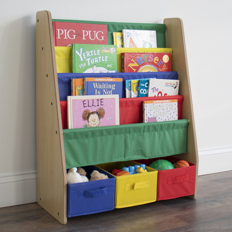 Children's Bookcase Storage Rack with 4 Tiers, Primary
