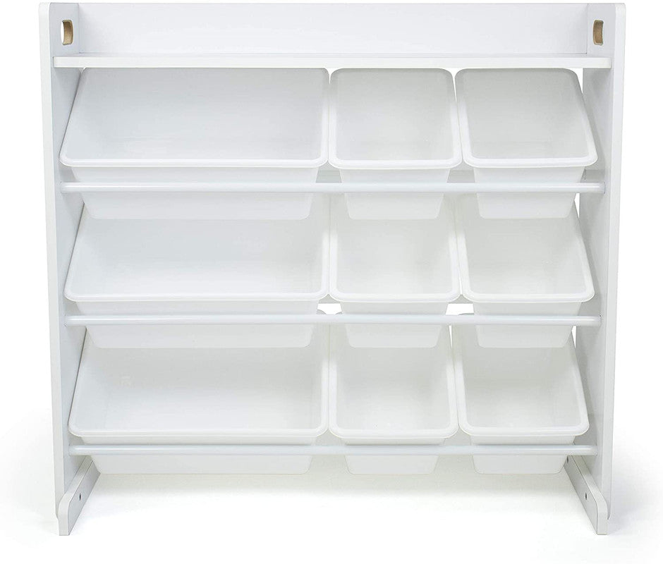 Children's Toy Organiser Shelf with 9 Storage Boxes, White/White