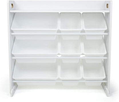 Children's Toy Organiser Shelf with 9 Storage Boxes, White/White