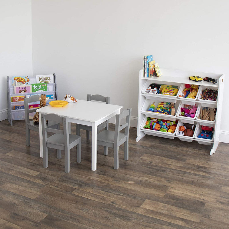 Children's Toy Organiser Shelf with 9 Storage Boxes, White/White