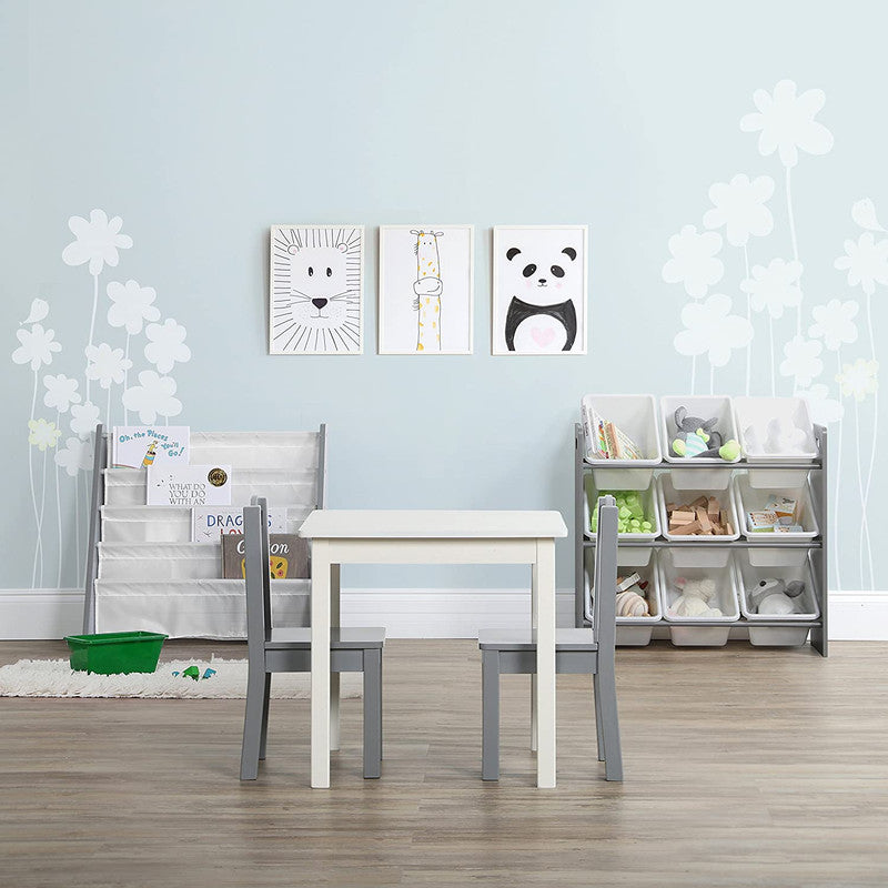 Children's Toy Organiser Shelf with 9 Storage Boxes, Grey/White